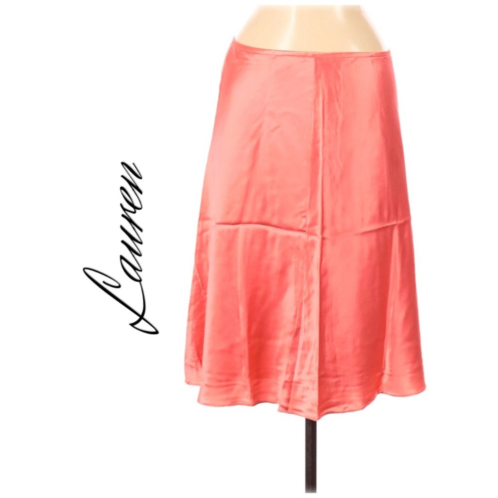 LAUREN RALPH LAUREN 100% SILK A LINE MIDI SKIRT